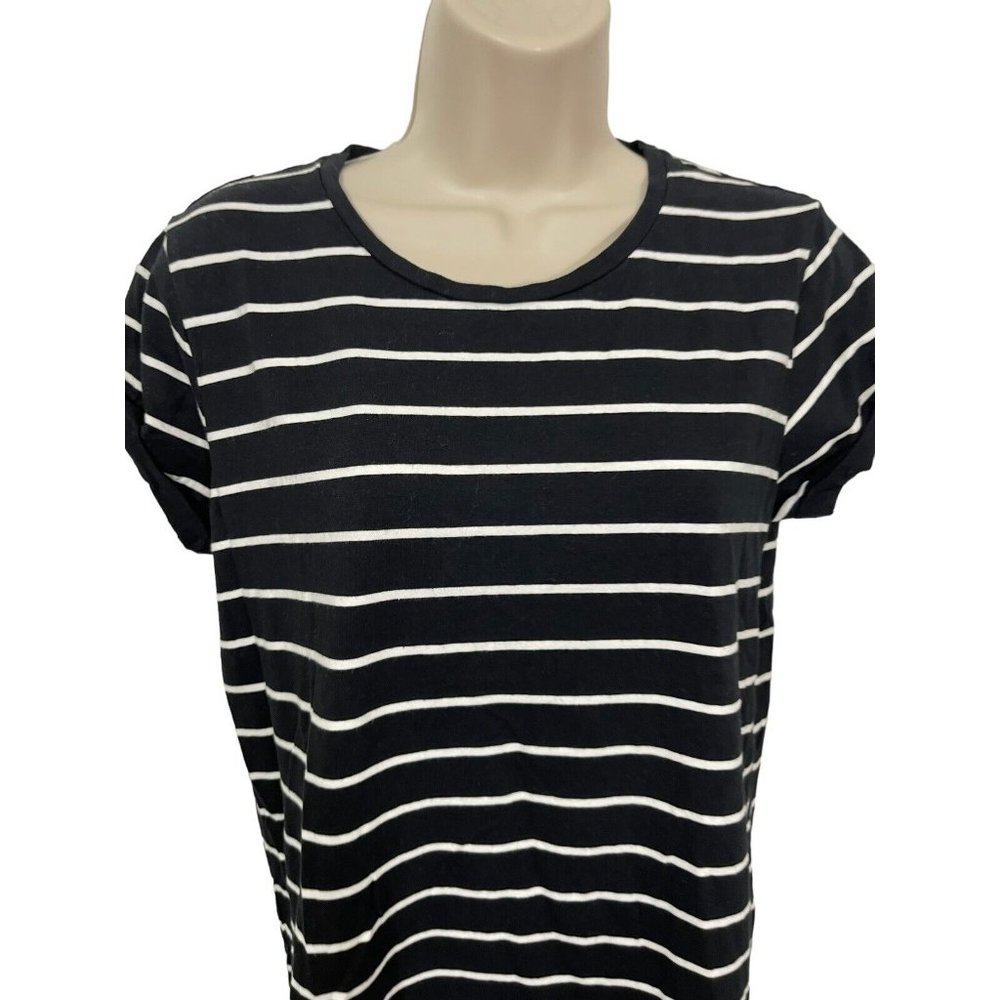 LULUS Women's Small Black White Striped Mini Shirtdress - Picture 5 of 14